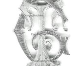 Vintage CT or tc - Handmade CUTOUT Letters - Solid SILVER -French State mark- Beautiful Chiselled- Art Nouveau- to be set on bangle, pendant