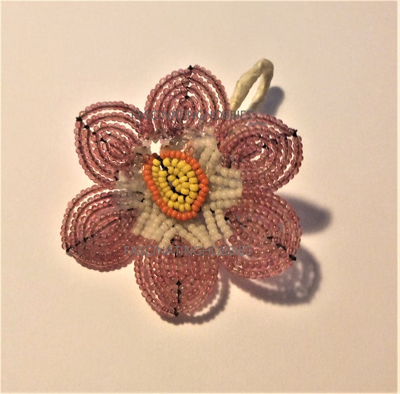 Vintage Flower GLASS BEADS BROOCH - Romantic Swee… - image 1