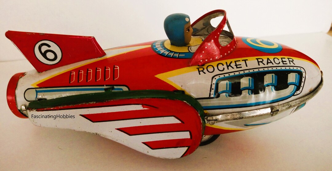 Vintage ROCKET RACER Toy- Tin Plate Friction Motor Drive With Noise ...