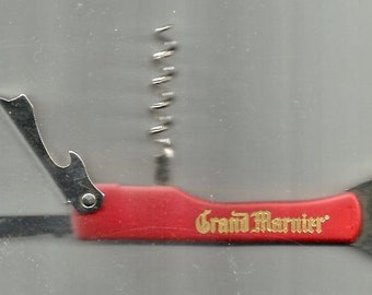 GRAND-MARNIER - CORKSCREW, Pocket Knife , Bottle Opener - Both sides advert for French famous Cognac- Historical French Trademark since 1880