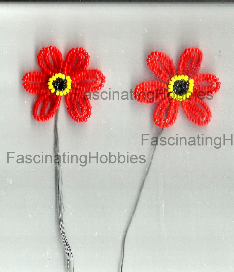 must be completed for earrings or other Good condition Vintage Handmade 2 Pairs of BLUE or RED Glass BEADS Double 6 Petals,orange Heart