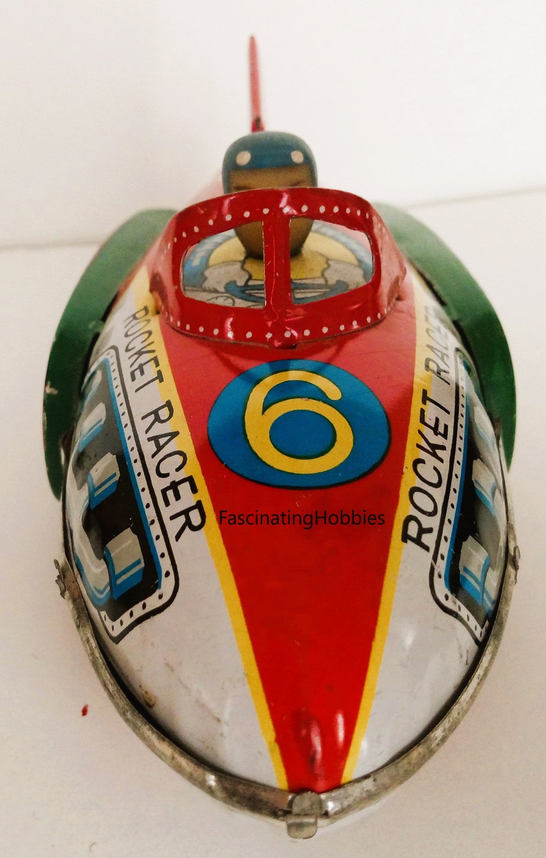Vintage ROCKET RACER Toy Tin Plate Friction Motor Drive With Noise Made ...