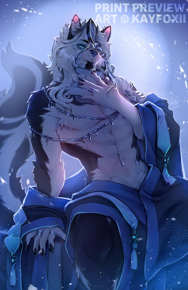 Ice Wolf Prince Furry Art Print image 1