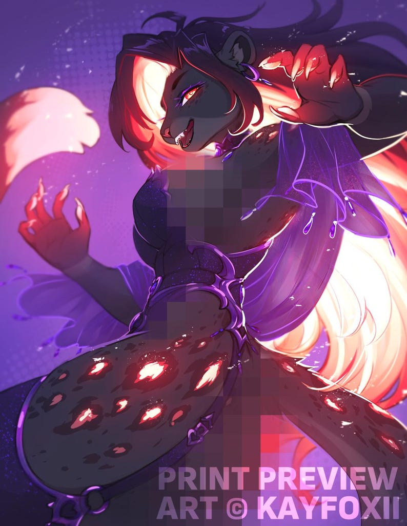 Fire Panther Princess Furry Art Print 8.5"x11" Print