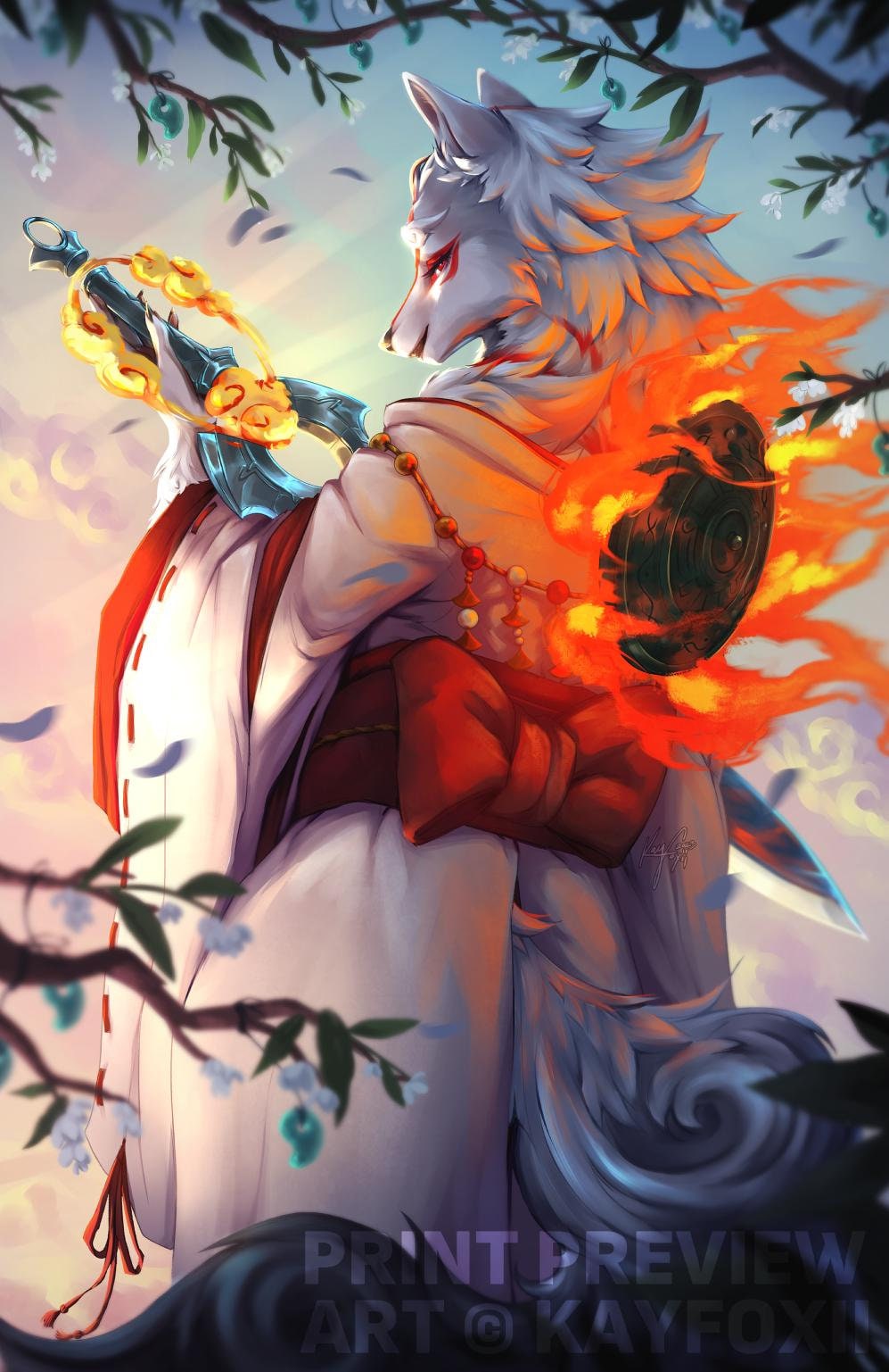 Okami Amaterasu Furry Art Print