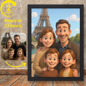 Custom Pixar Style Portrait • AI Generated Digital Art • Personalized Cartoon Avatar Gift for Couples, Kids, Pets or Families
