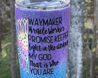 Free Shipping, WayMakerTumbler, Faith tumbler, Glitter Tumbler,  Stainless Steel Tumbler, Christian Cup, Birthday Gift, Bridesmaid Gift