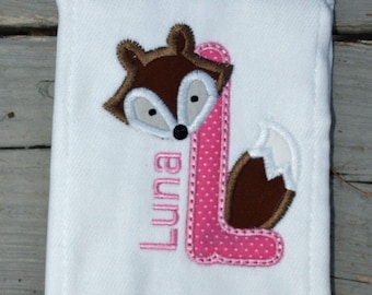 Fox or giraffe Custom Monogrammed Personalized Burp Cloth Baby Shower Gift