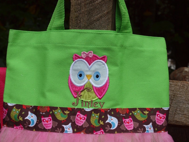 Applique Owl Boutique PetiteTutu Custom Dance Ballet CanvasTote Bag