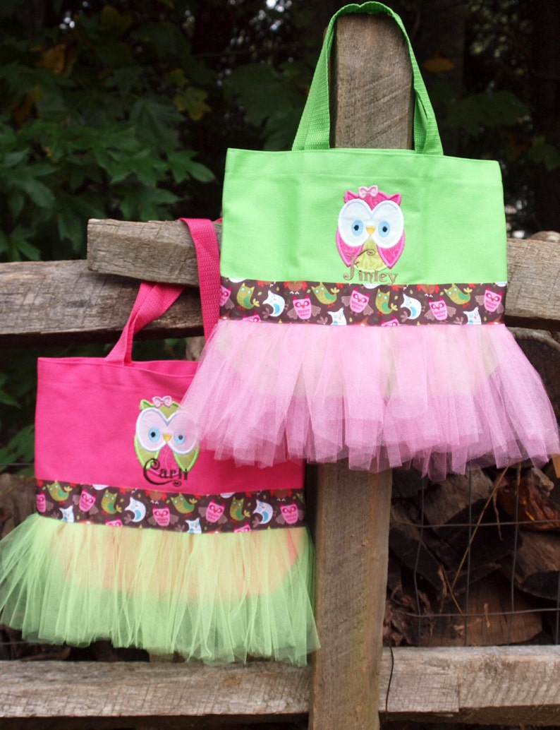 Applique Owl Boutique PetiteTutu Custom Dance Ballet CanvasTote Bag