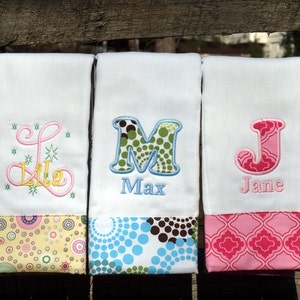 Boutique Custom Monogrammed Personalized Burp Cloth image 1