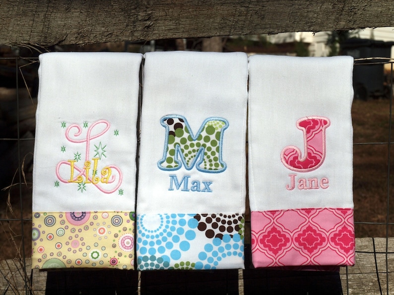 Boutique Custom Monogrammed Personalized Burp Cloth image 1