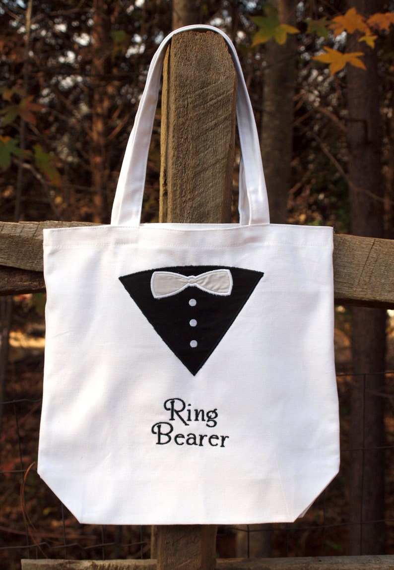 Ring Bearer Tote Bag, toddler ring bearer tote bag, Standard ringer tote bag, wedding tote bag for him image 2