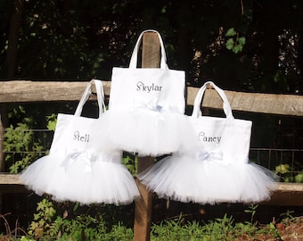 Bride, Bridesmaid or Flower Girl Tote Bag Custom Boutique Monogram Name Fairytale Wedding