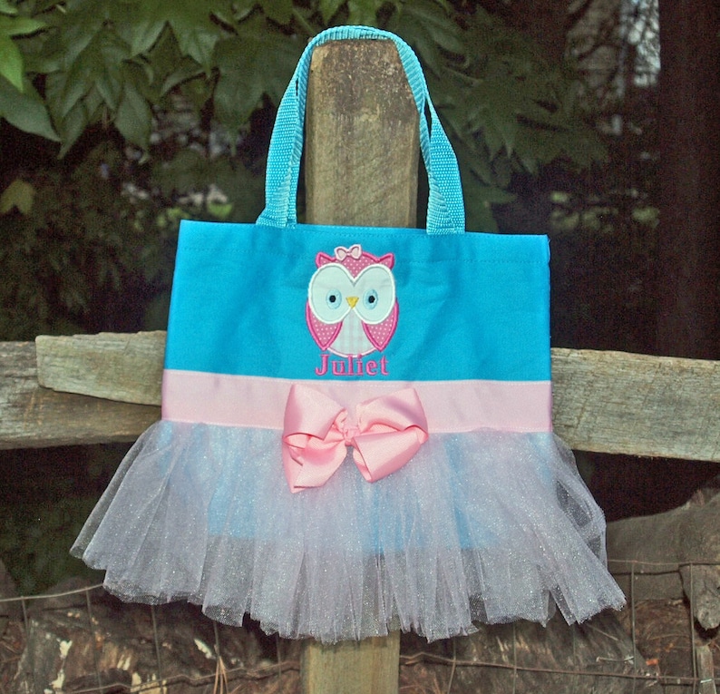Applique Owl Boutique PetiteTutu Custom Dance Ballet CanvasTote Bag