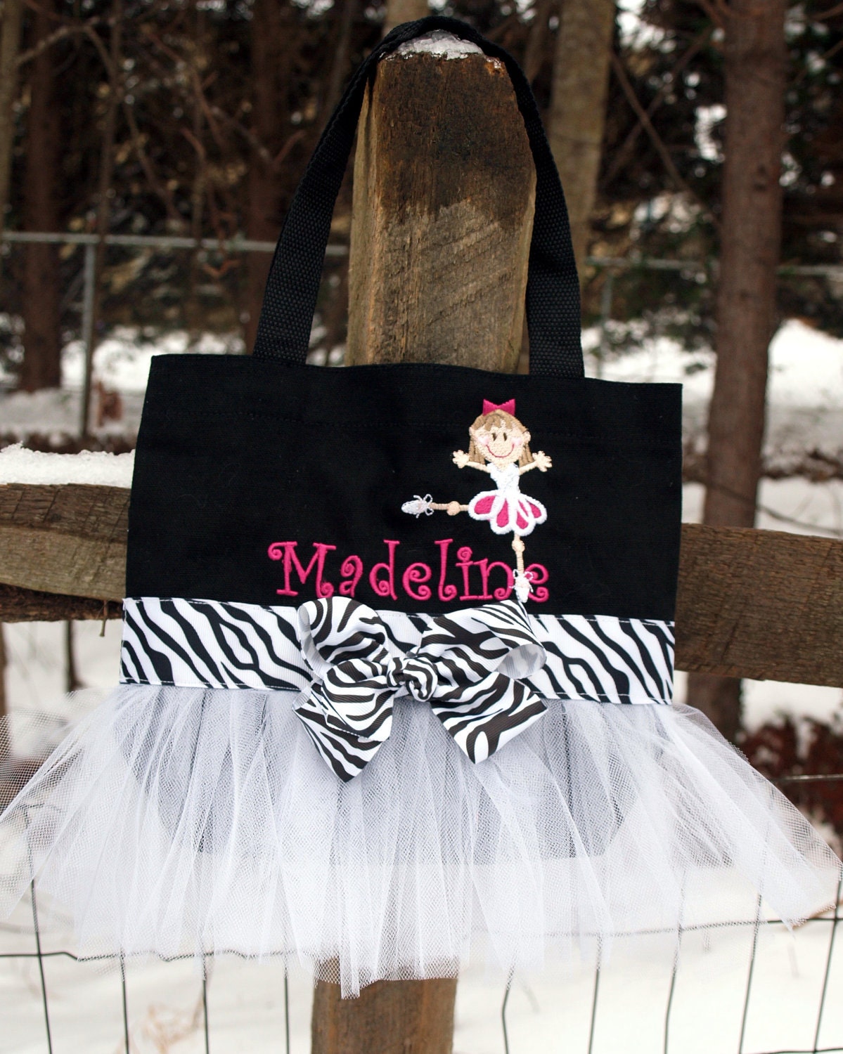 Custom Boutique Monogramed Name Tutu Dance Ballet Tote Bag Etsy