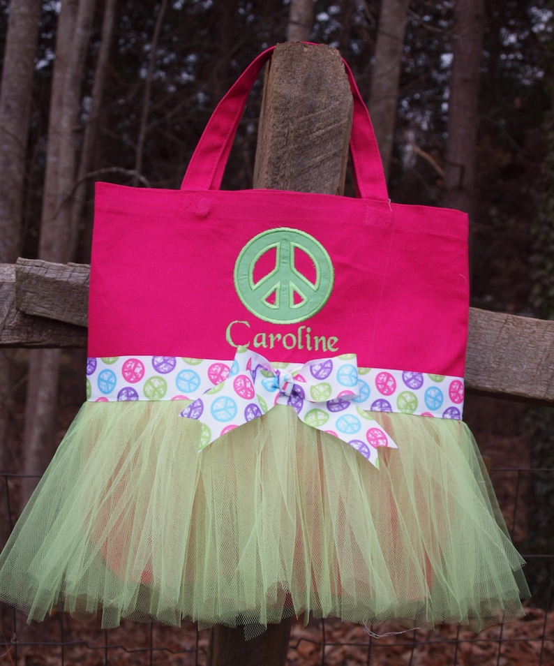 Applique Owl Boutique PetiteTutu Custom Dance Ballet CanvasTote Bag
