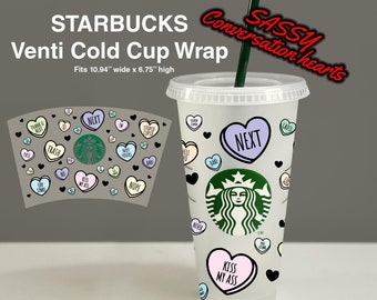 Sassy Starbucks venti copo frio conversa corações cupido beijos doces xoxo abraços anti-Namorados amor embrulho arquivo de corte digital: svg, jpg