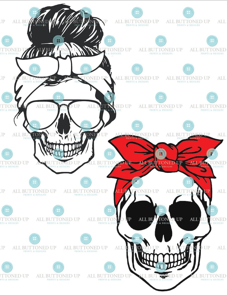 Download Skull messy bun bandana momster cool mom digital cut file ...