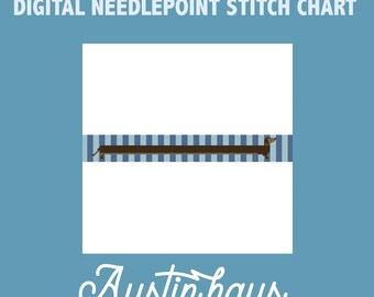 Daschund Stripe Key Fob Digital Needlepoint Stitch Chart - 18 Mesh