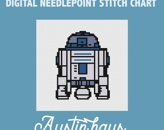 R2D2 Digital Needlepoint Stitch Chart - 14 Mesh