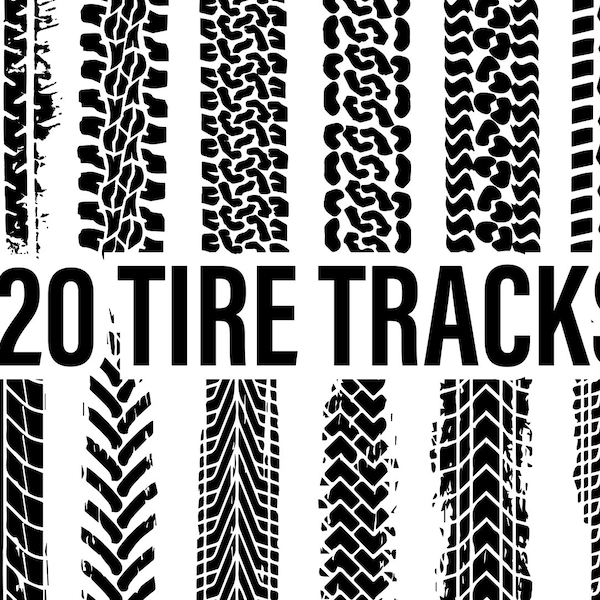 20 Tire Track patterns monster truck tractor bike motorcycle digital cut file: svg,jpg