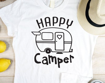 Arquivo de corte digital do trailer Happy Camper shasta: svg, jpg