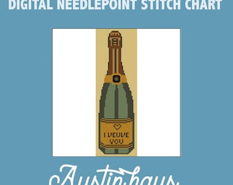 I Veuve You Champs bottle Digital Needlepoint Stitch Chart - 14 Mesh