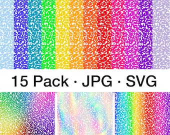 Pacote de 15 cadernos de composição colorida e arco-íris Primeiro dia de aula Papel de parede digital JPEG SVG Download instantâneo