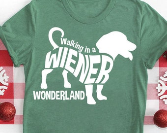 Andando em um dachshund Wiener Wonderland Christmas Holiday Arquivo de corte digital: svg, dxf