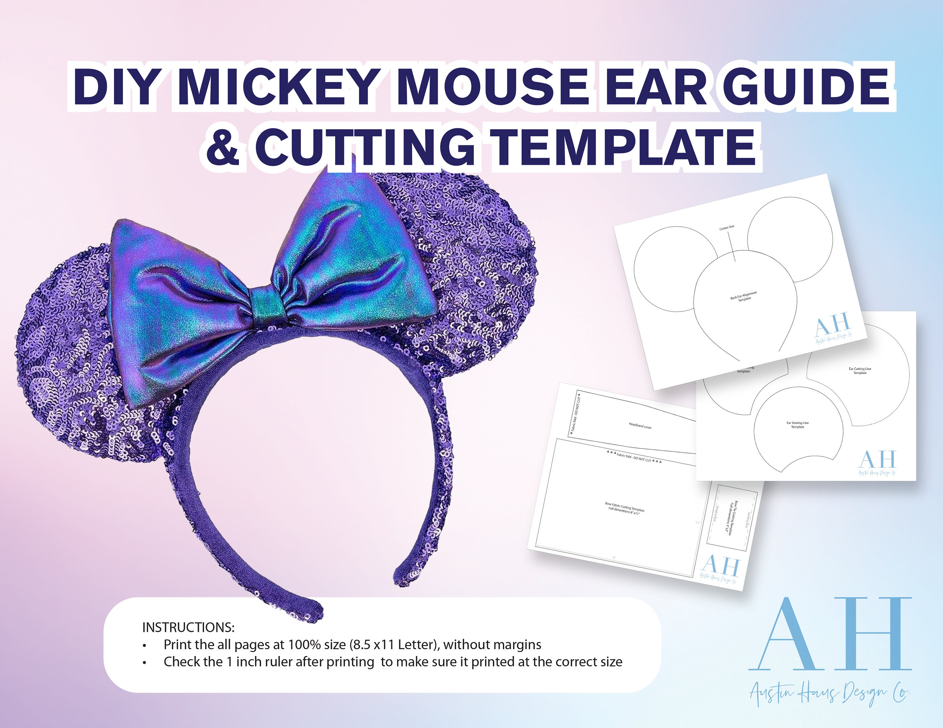 DIY Mickey Ears PDF Template - Cutting Size Guide