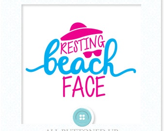 Resting BEACH face digital cut file: svg, dxf