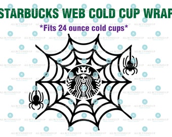 Starbucks 24oz cold cup spider web skeleton halloween digital cut file: svg