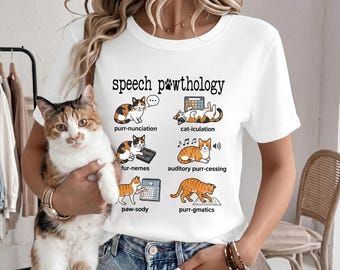 Speech Pathology Cat Shirt Funny, Speech Therapist Gift, Cat Puns Tee, Speech Therapy Crewneck, SLP Gift, Cat Lover Shirt