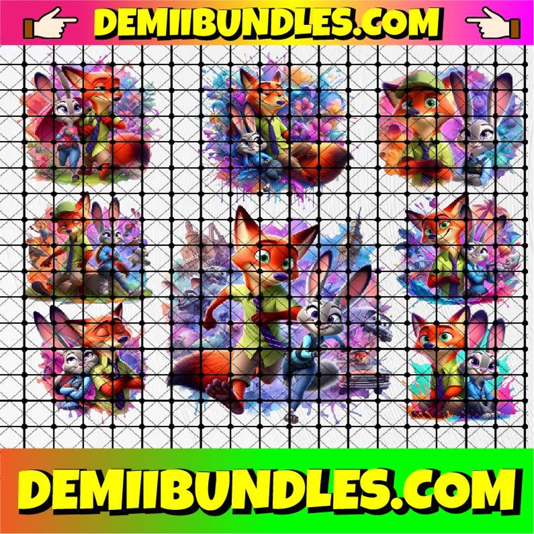 Zootopia Nick & Judy PNG Bundles Splash and Watercolor Digital Design ...