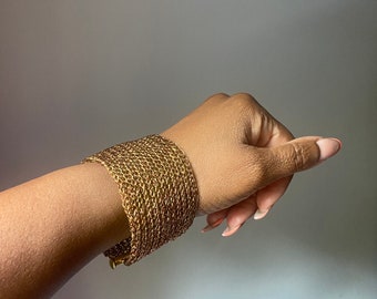 Two-tone Wire Crochet Cuff bracelet