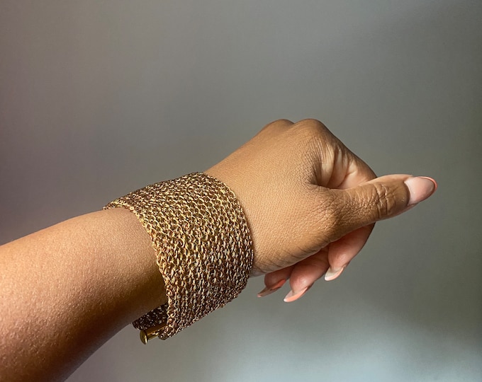 Two-tone Wire Crochet Cuff bracelet