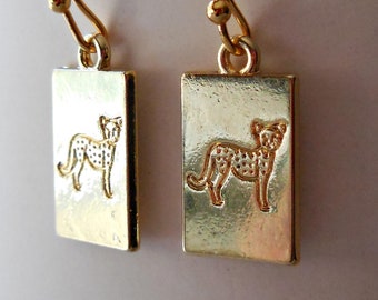 Leopard Earrings, dangle leopard earrings, gold