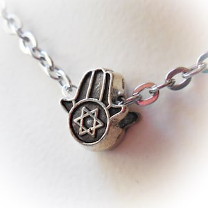 Star of David Necklace, Rustic Rugged Magen David Hamsa Hand pendant charm Hebrew antiqued silver patina Judaica Judaism Jewish Faith Israel