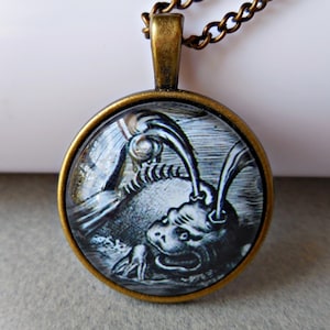 Sea Monster Necklace, Serpent Charm, Twenty Thousand Leagues Under The Sea, Jules Verne, Steampunk Pendant, Steam Punk, Vintage, Nautical