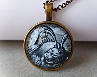 Ketting zeemonster, slangenbedel, twintigduizend mijl onder zee, Jules Verne, Steampunk-hanger, Steampunk, vintage, nautisch
