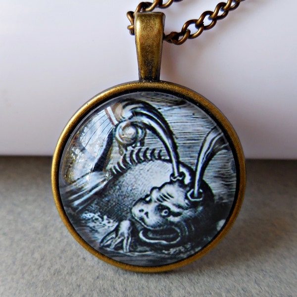 Sea monster necklace Sea serpent Twenty thousand leagues under the sea Jules Verne steampunk steam punk vintage nautical wild beast pendant