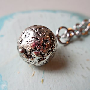 Silver lava necklace silver lava bead charm necklace volcanic gem stone pendant handmade stainless steel ancient tarnish free modern urban