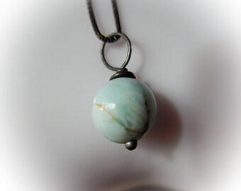 Natuurlijke larimarketting. Larimar-edelsteen. Atlantis dolfijnsteen Echte larimar hanger bedel Edelsteen ketting Sterling zilver geoxideerd