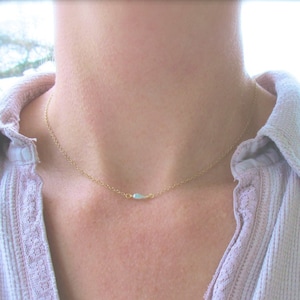 rare South Sea Keshi tiny pearl minimalist necklace 16 inch 22k gold vermeil dainty petite