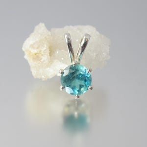 STUNNING Rare Gem Grade Grandidierite Sterling Silver Pendant 6mm image 1