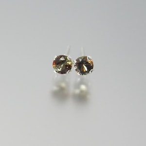 Rare Andalusite Tiny Stud Sterling Silver Earrings 3mm