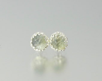 rare raw Montana sapphire tiny stud earrings sterling silver minimalist petite post earrings