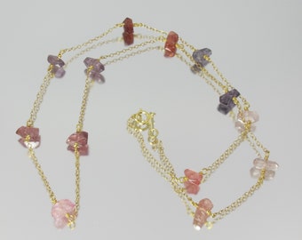 multi color natural spinel and gold vermeil 20" necklace