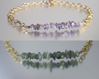 rare genuine natural color change alexandrite gold filled bracelet 7.5 inch June birthstone birthday gift